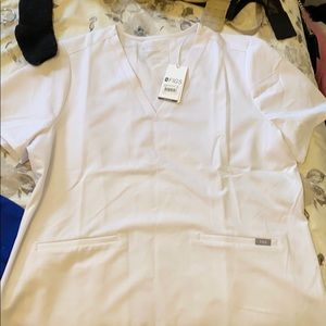 NWT White fog scrub top